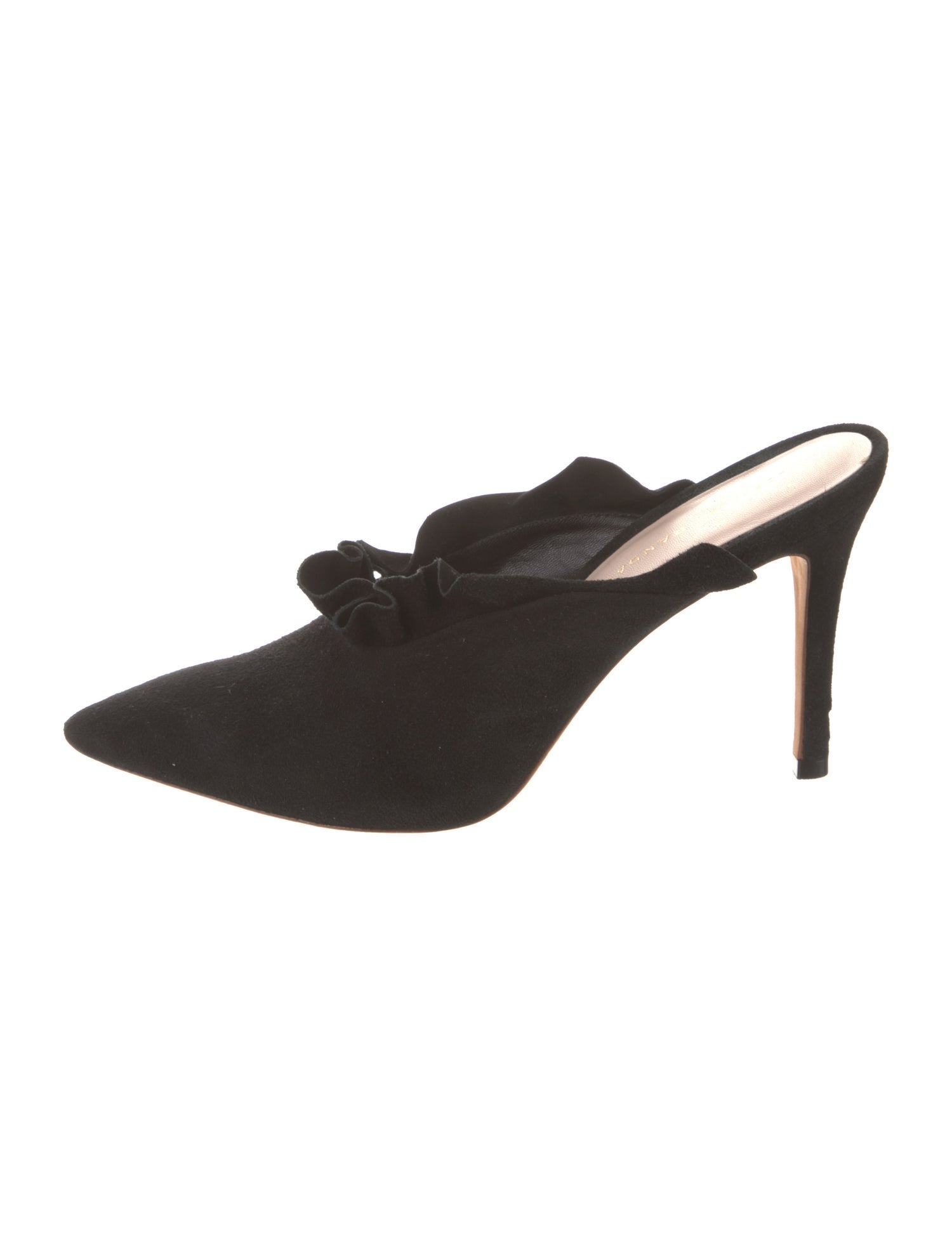 Loeffler Randall Suede Ruffle Embellishment Mules