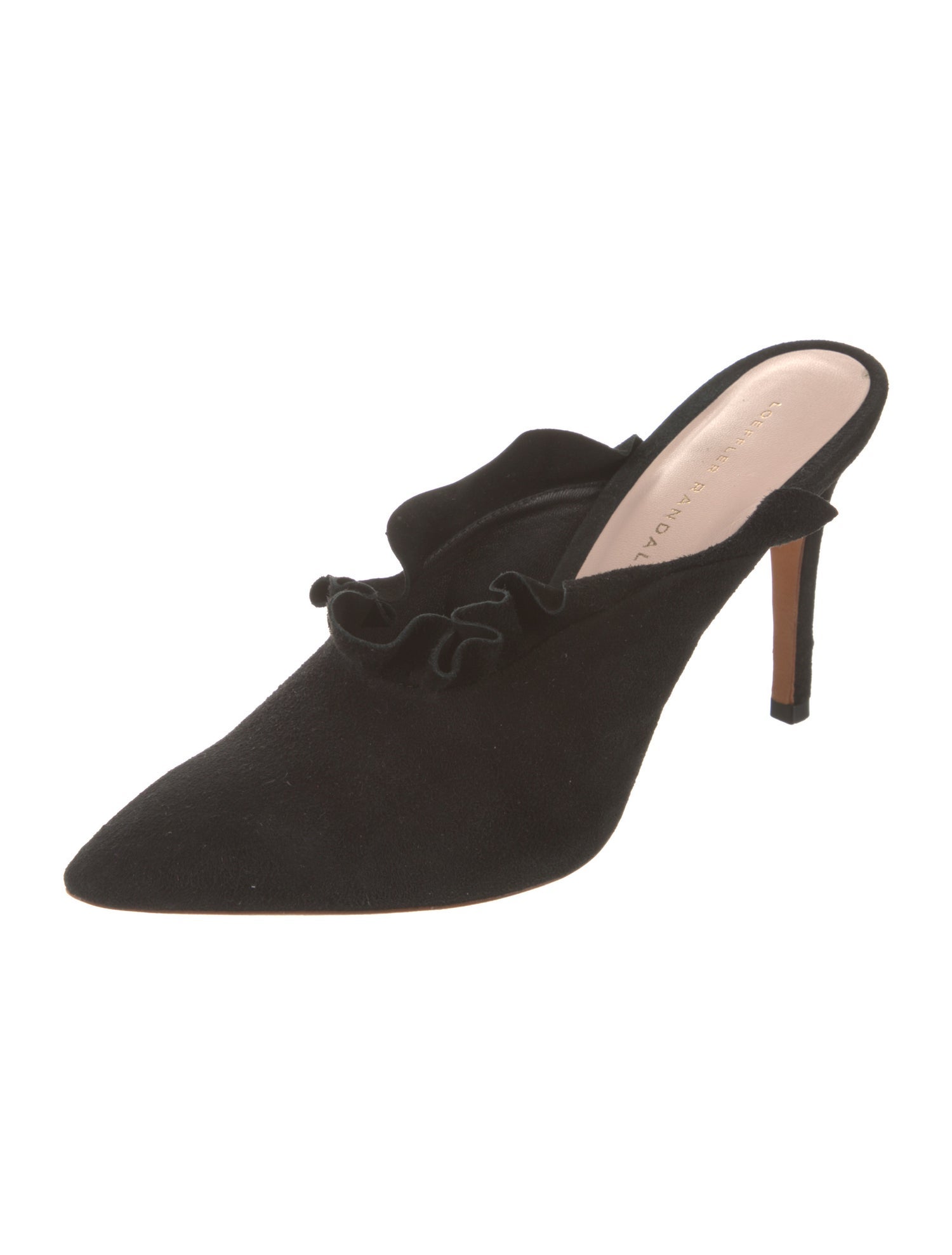 Loeffler Randall Suede Ruffle Embellishment Mules