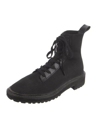 Loeffler Randall Leather Trim Embellishment Combat Boots
