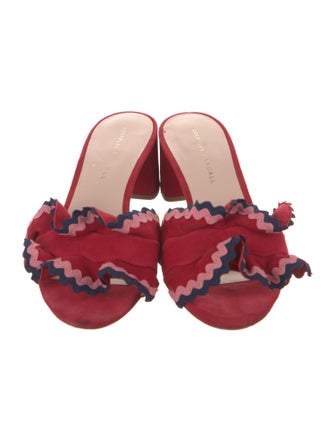 Loeffler Randall Suede Ruffle Embellishment Slides