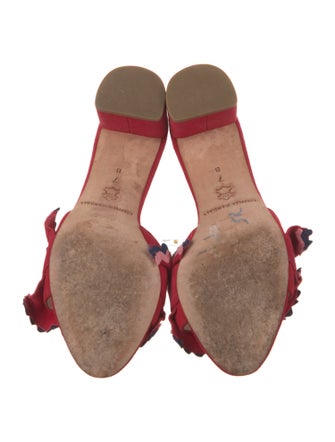 Loeffler Randall Suede Ruffle Embellishment Slides