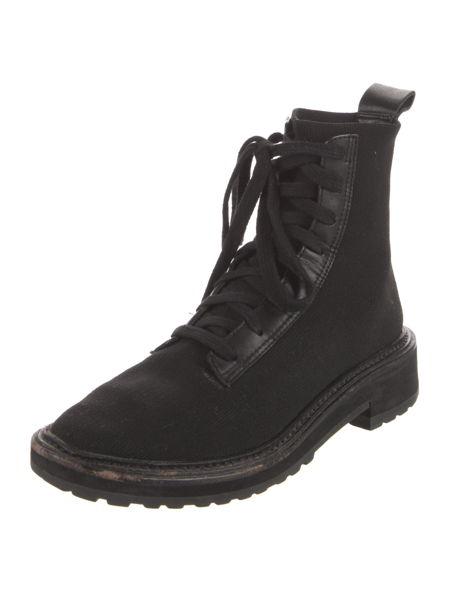 Loeffler Randall Nylon Leather Trim Embellishment Combat Boots