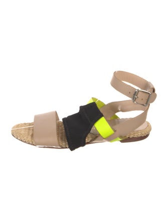 Loeffler Randall Leather Colorblock Pattern Sandals