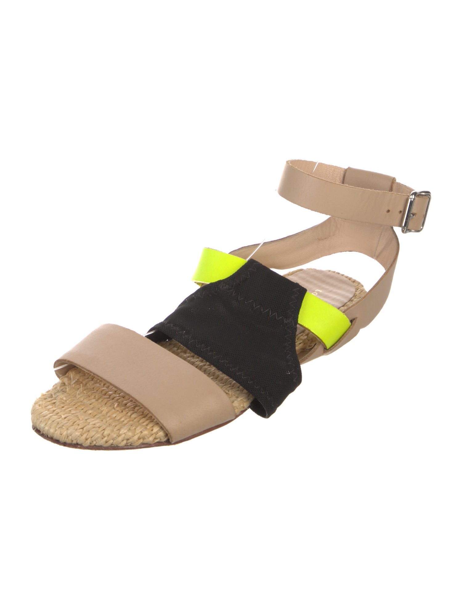 Loeffler Randall Leather Colorblock Pattern Sandals