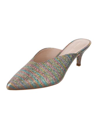 Loeffler Randall Canvas Plaid Print Mules