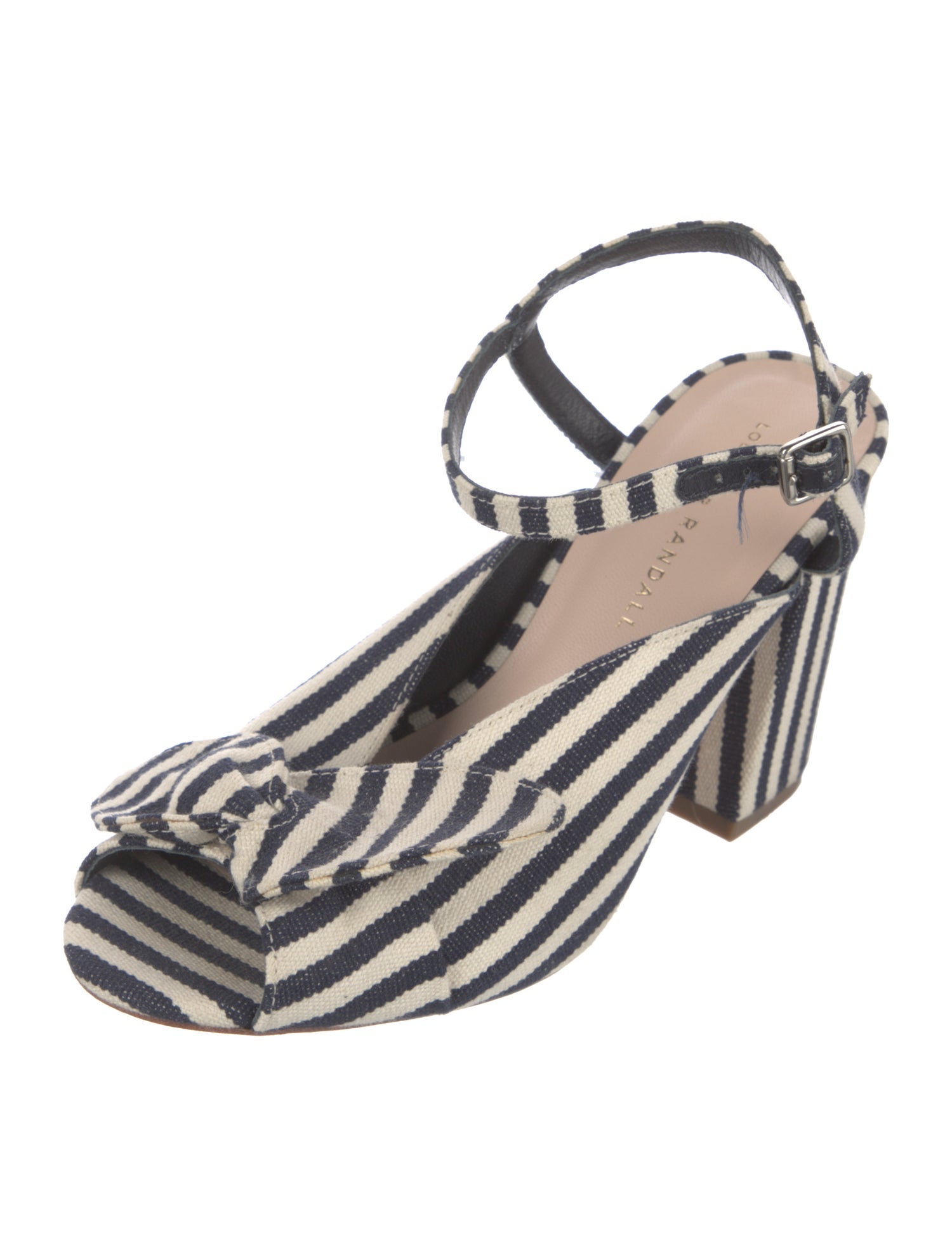 Loeffler Randall Canvas Striped T-Strap Sandals