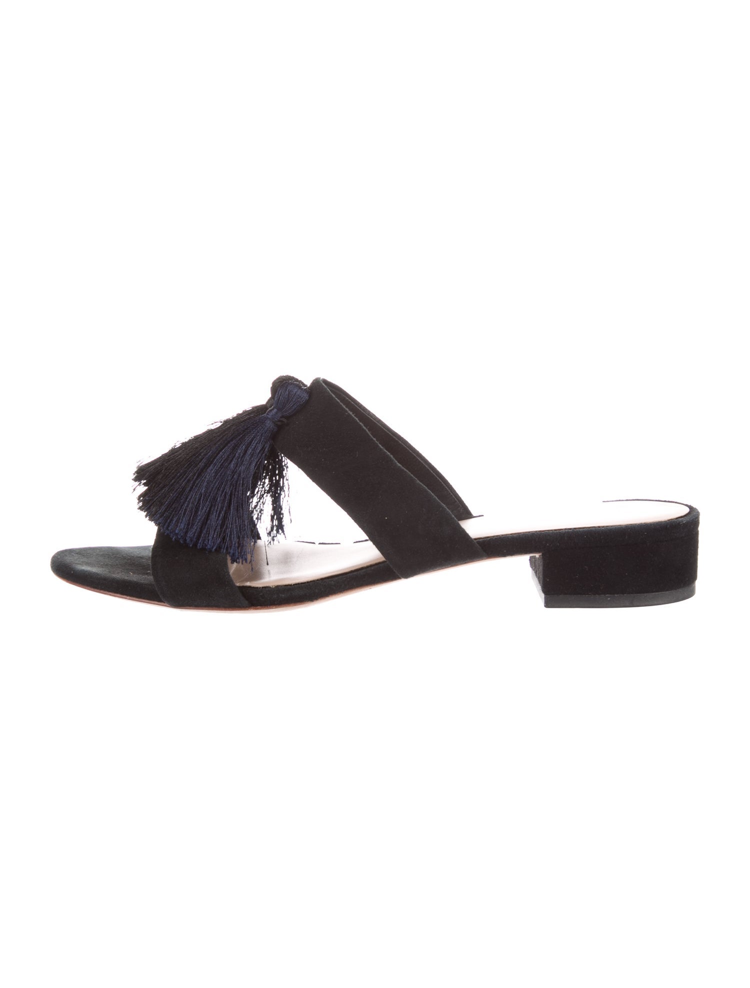 Loeffler Randall Suede Tassel Accents Slides