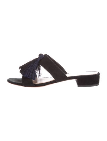 Loeffler Randall Sandals Suede Tassel Accents Slides US 7.5 |