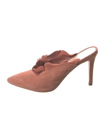 Loeffler Randall Suede Ruffle Embellishment Mules