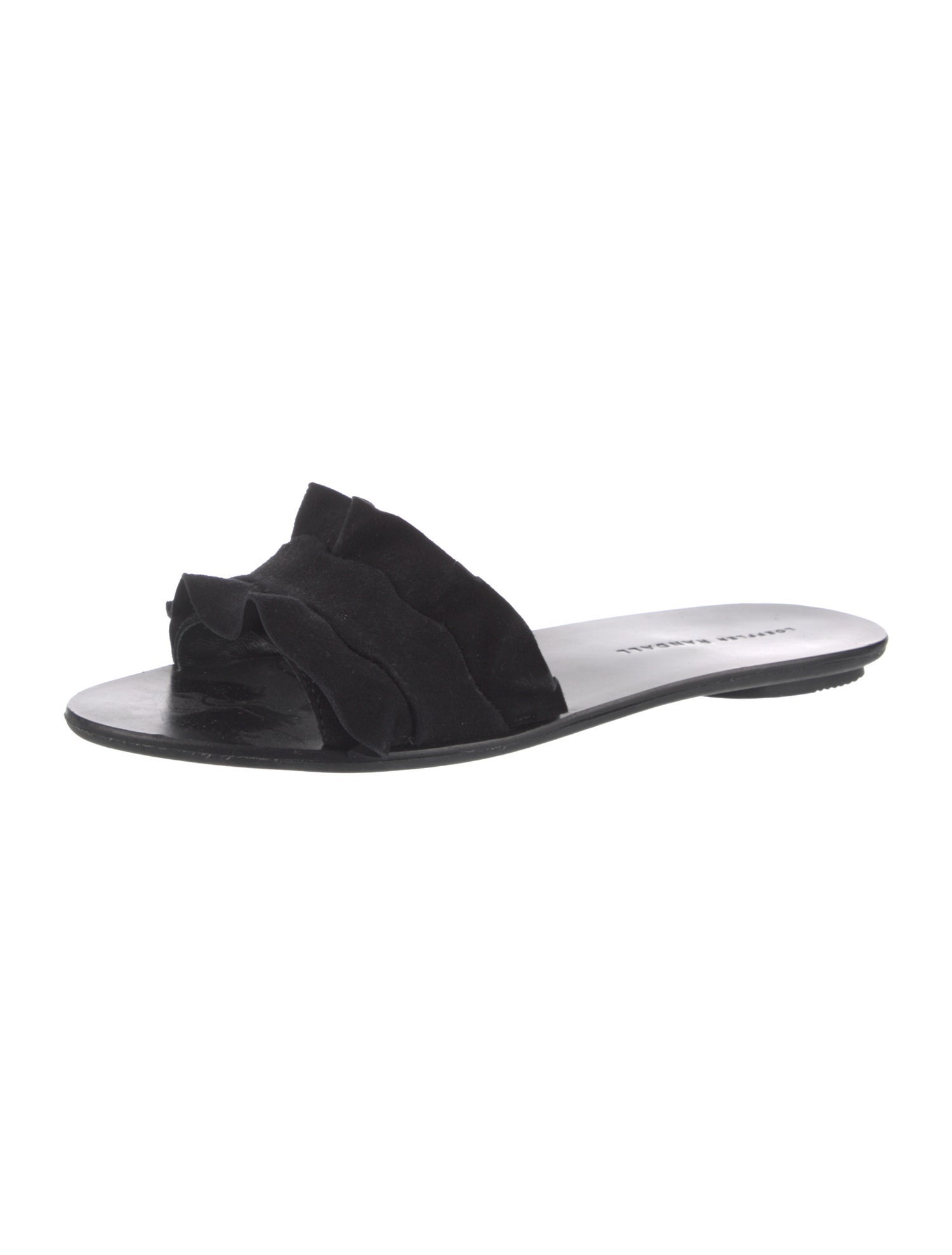 Loeffler Randall Suede Ruffle Embellishment Slides