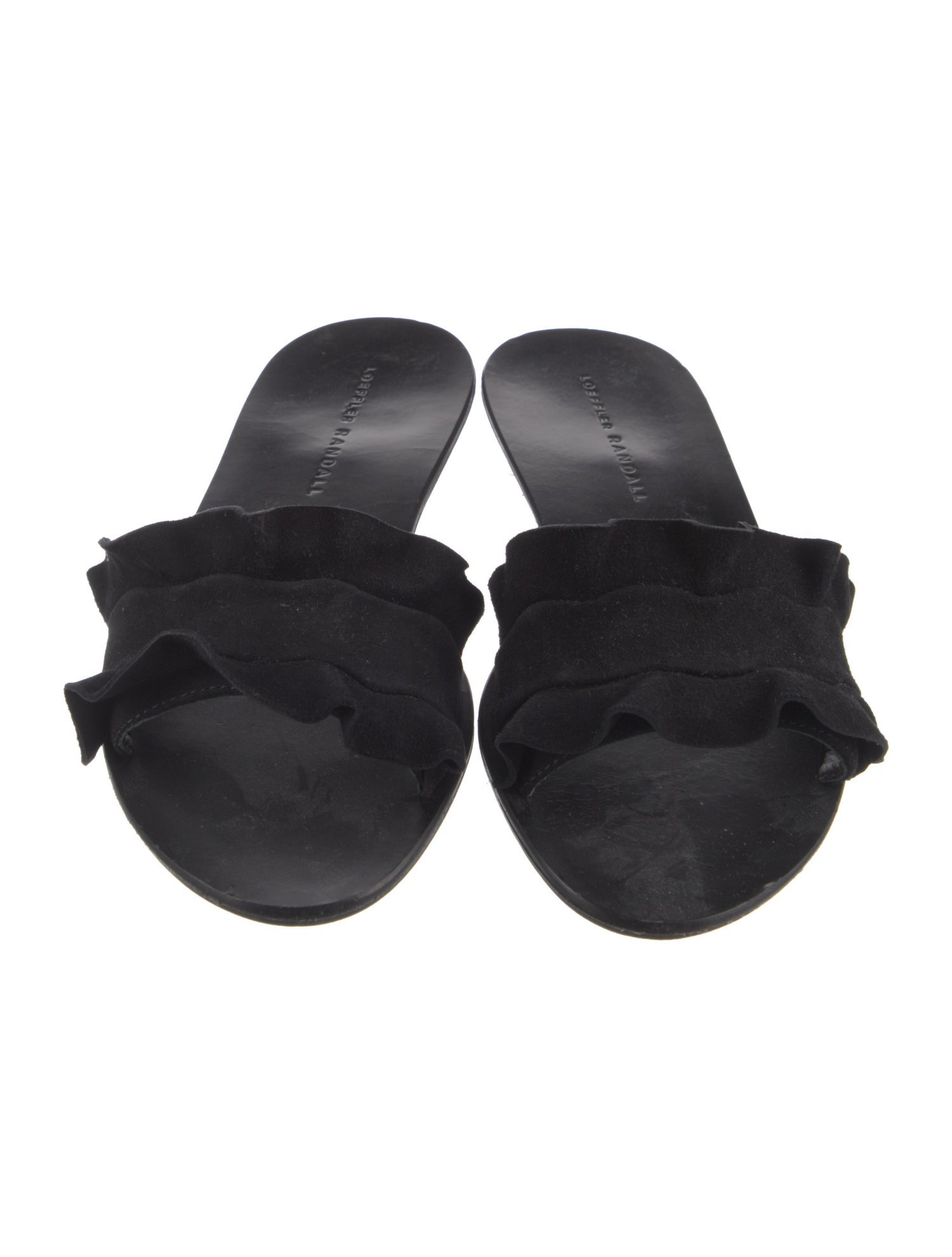 Loeffler Randall Suede Ruffle Embellishment Slides