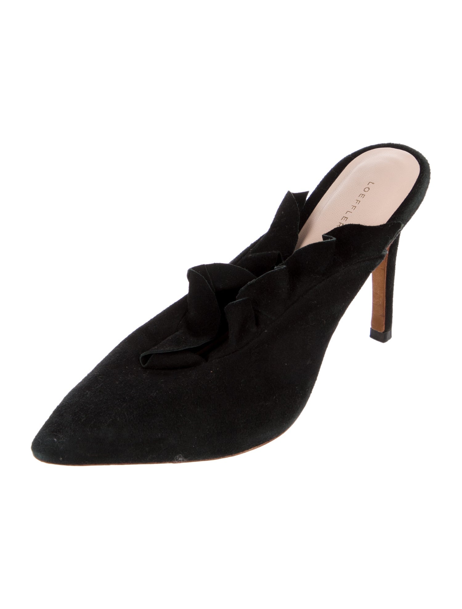 Loeffler Randall Suede Ruffle Embellishment Mules
