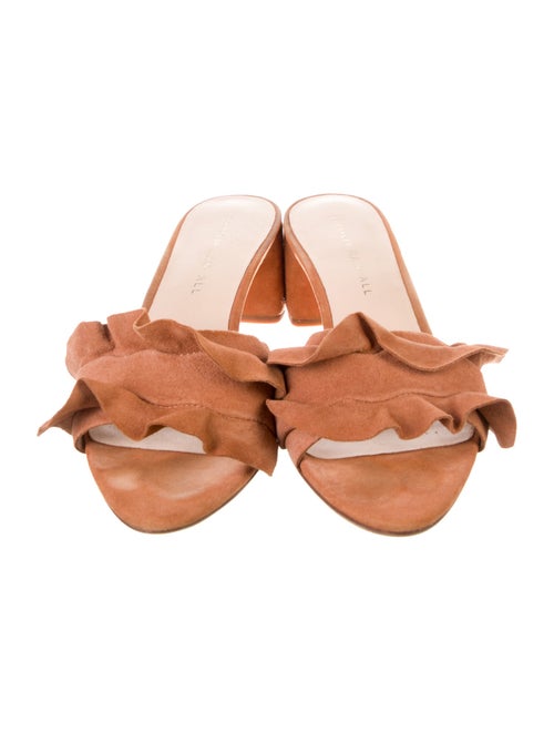 Loeffler Randall Suede Ruffle Embellishment Slides
