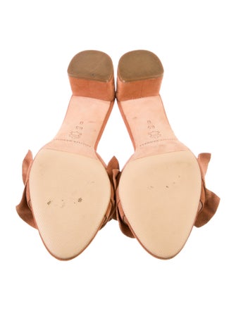 Loeffler Randall Suede Ruffle Embellishment Slides