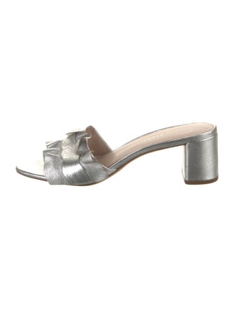 Loeffler Randall Leather Ruffle Embellishment Slides