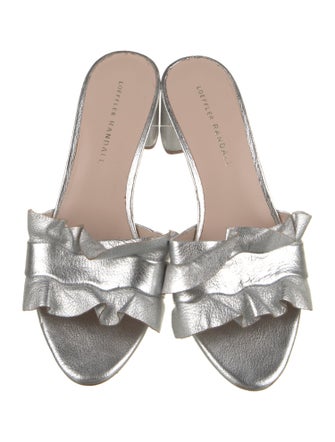 Loeffler Randall Leather Ruffle Embellishment Slides
