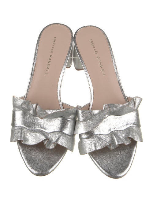 Loeffler Randall Leather Ruffle Embellishment Slides