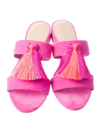 Loeffler Randall Suede Tassel Accents Slides