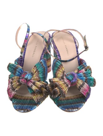 Loeffler Randall Striped Bow Accents T-Strap Sandals