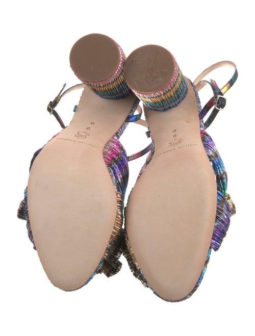 Loeffler Randall Striped Bow Accents T-Strap Sandals