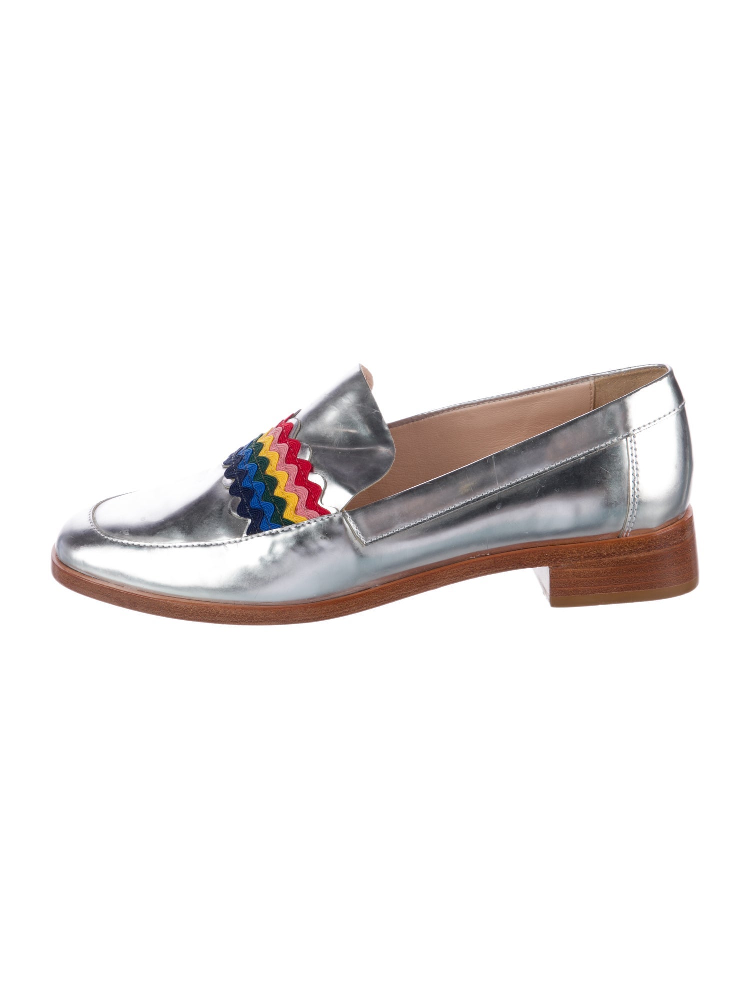 Loeffler Randall Patent Leather Colorblock Pattern Loafers