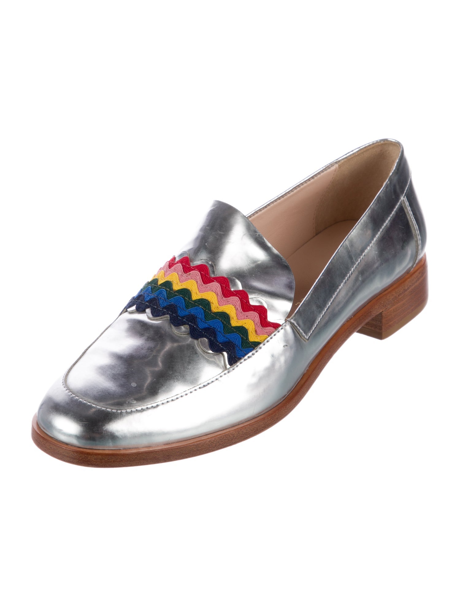 Loeffler Randall Patent Leather Colorblock Pattern Loafers
