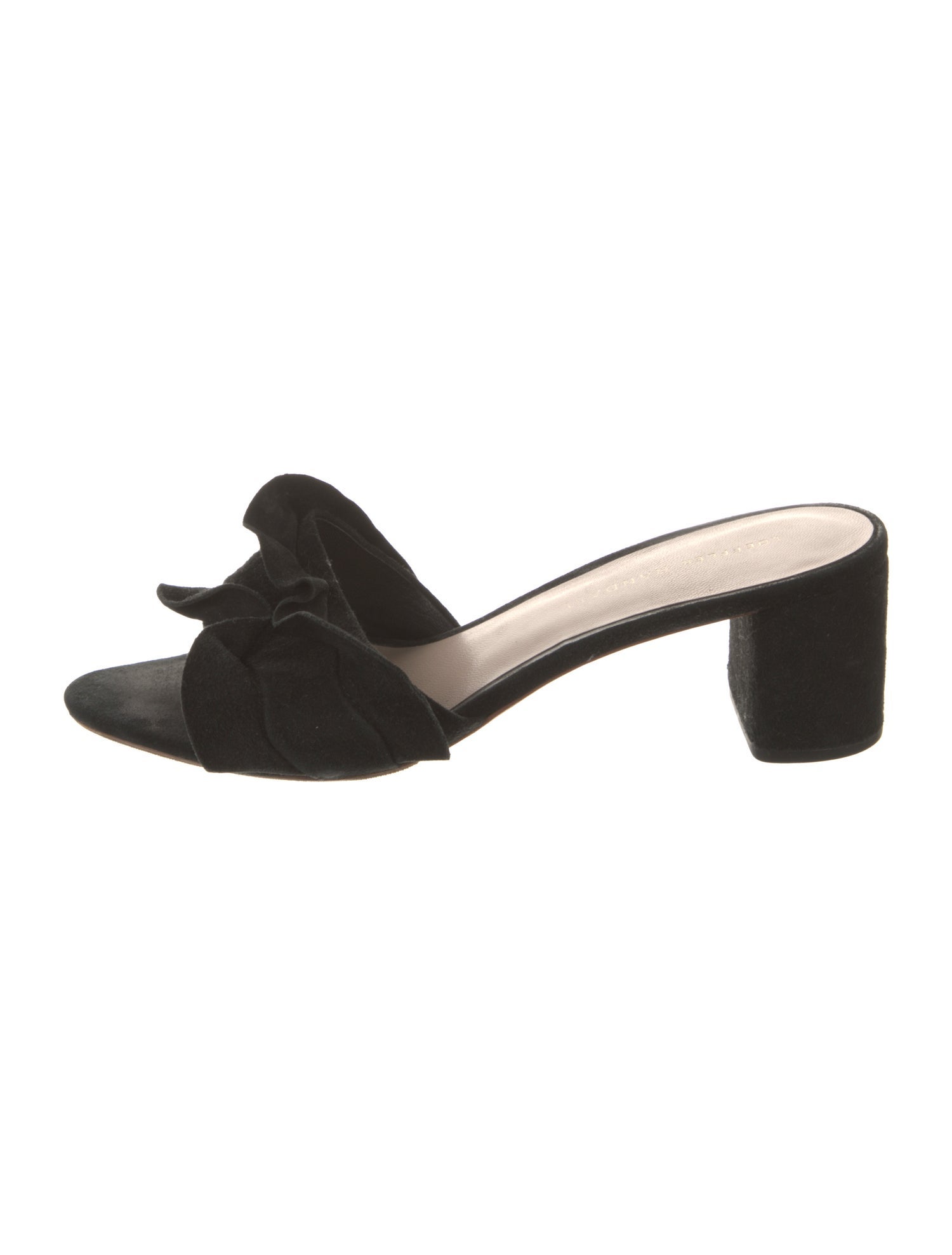Loeffler Randall Suede Ruffle Embellishment Slides