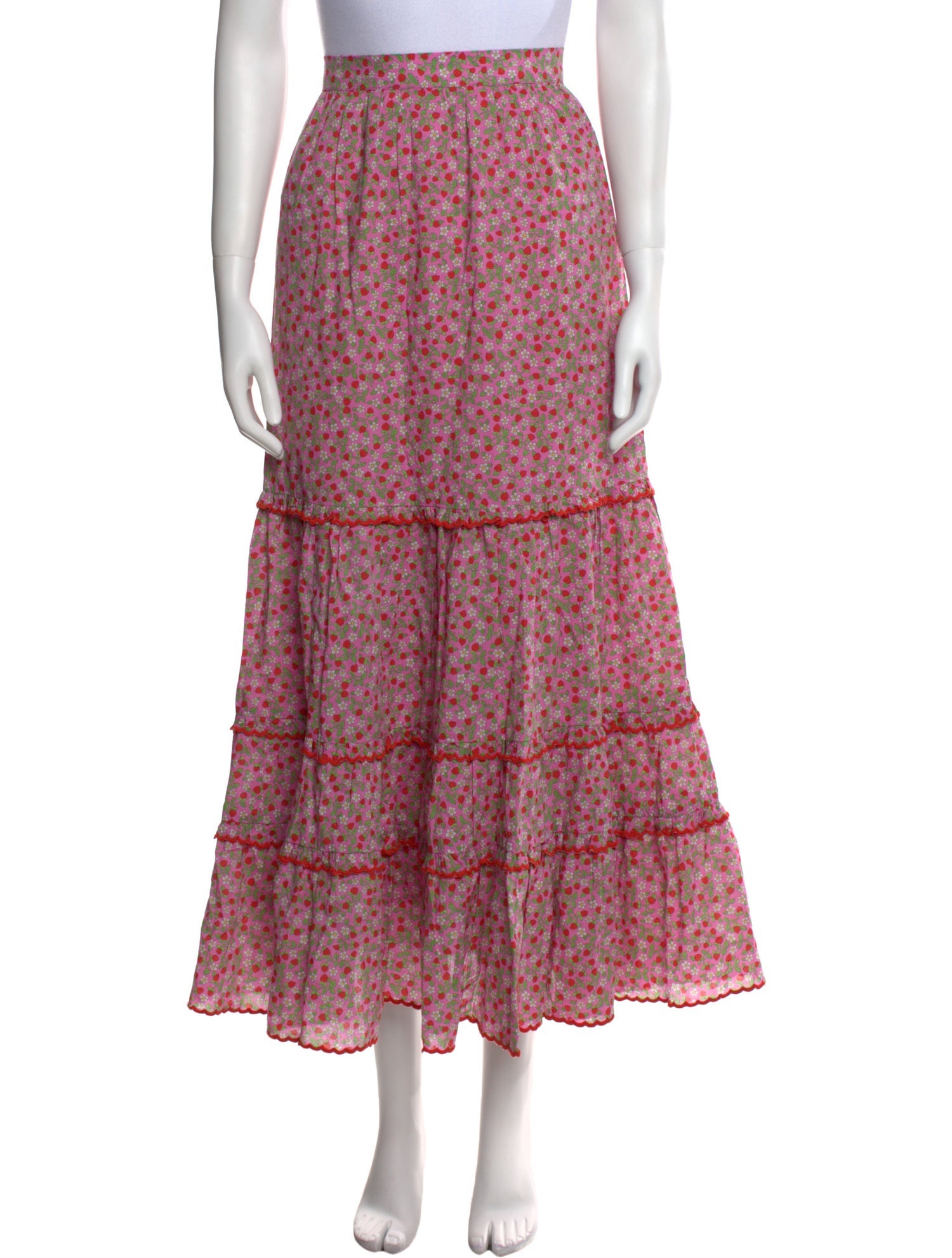 Loeffler Randall Floral Print Midi Length Skirt