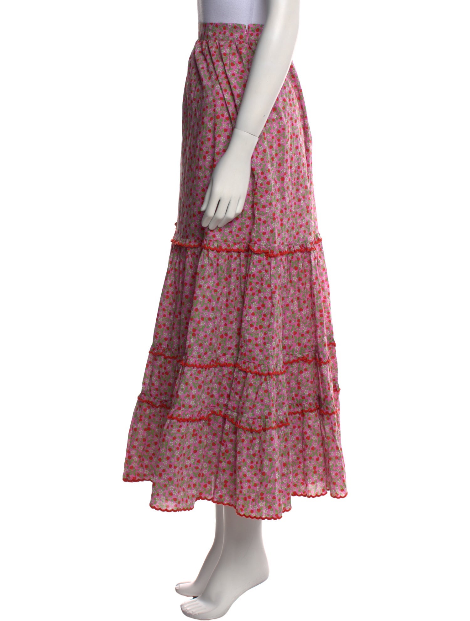 Loeffler Randall Floral Print Midi Length Skirt