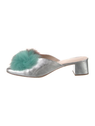 Loeffler Randall Leather Pom-Pom Embellishments Mules