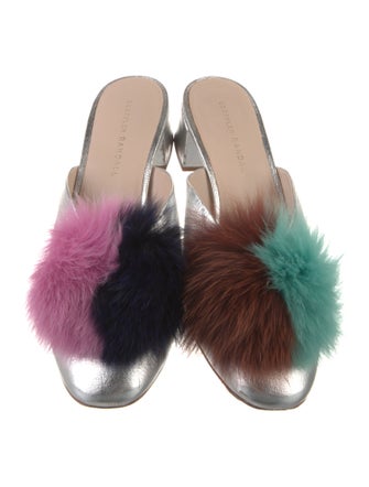 Loeffler Randall Leather Pom-Pom Embellishments Mules