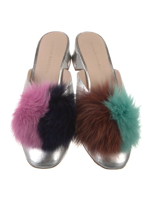 Loeffler Randall Leather Pom-Pom Embellishments Mules