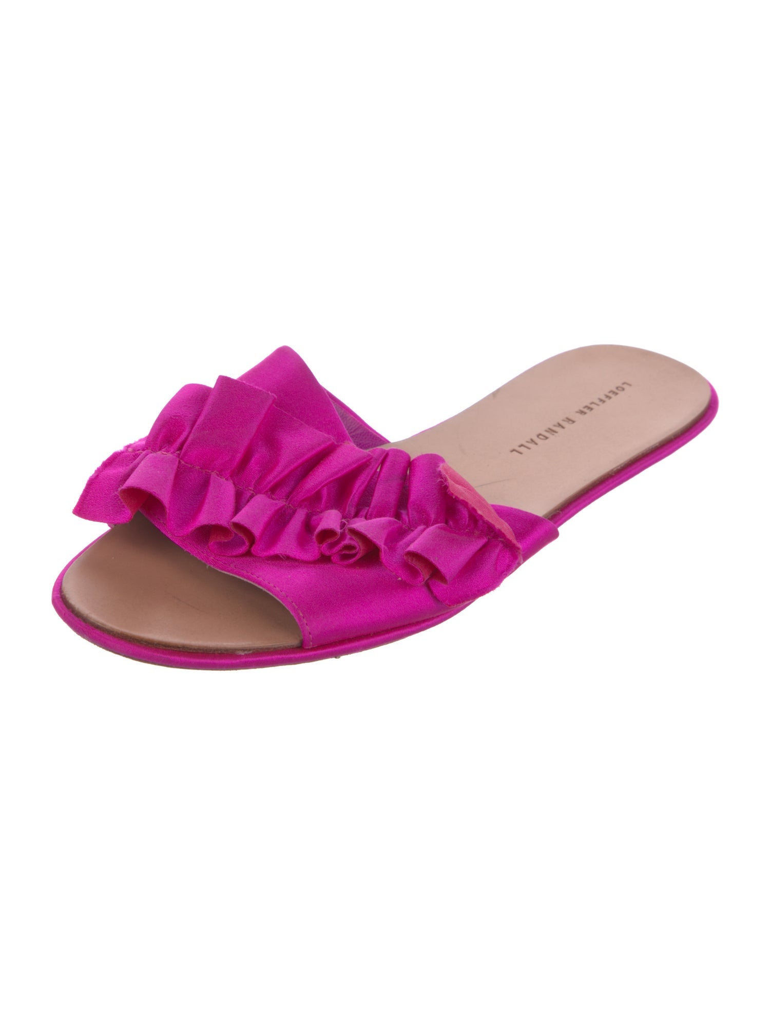 Loeffler Randall Satin Ruffle Embellishment Slides