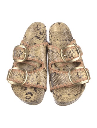 Loeffler Randall Leather Animal Print Slides
