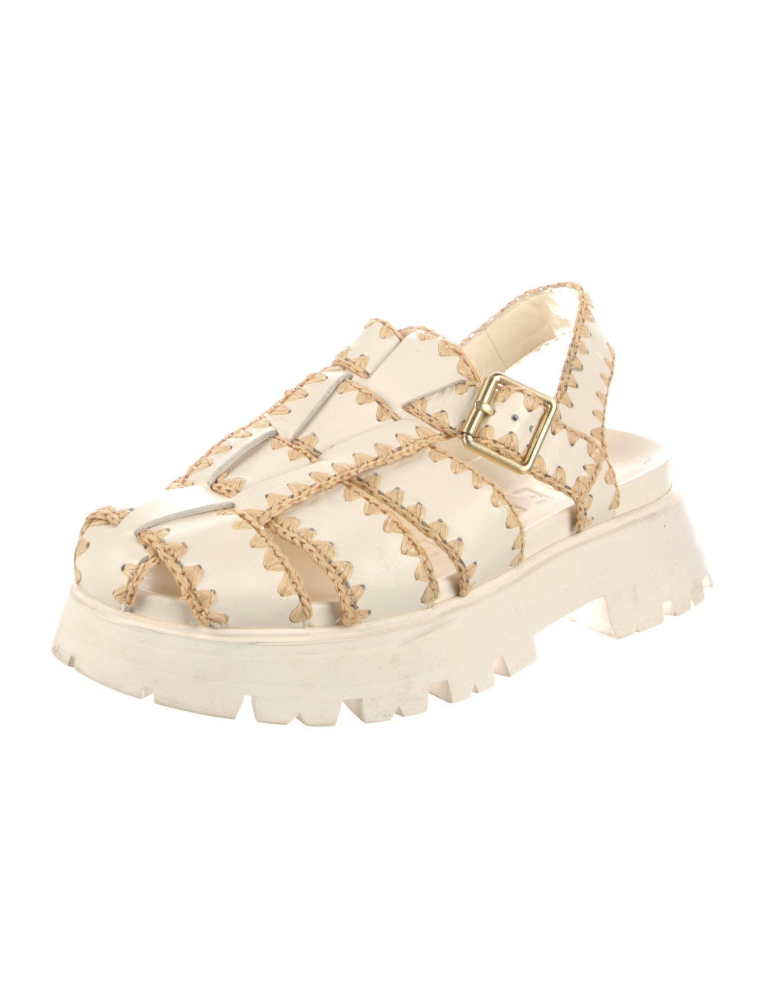 Loeffler Randall Leather Whipstitch Trim Slingback Sandals