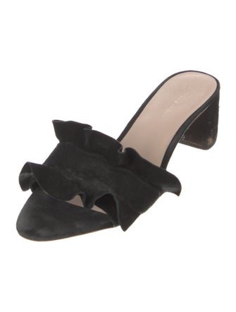 Loeffler Randall Suede Ruffle Embellishment Slides