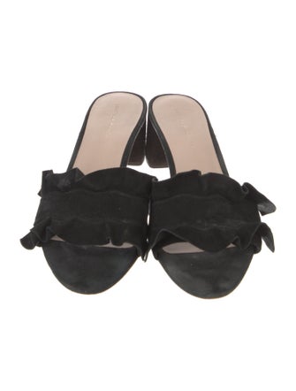 Loeffler Randall Suede Ruffle Embellishment Slides