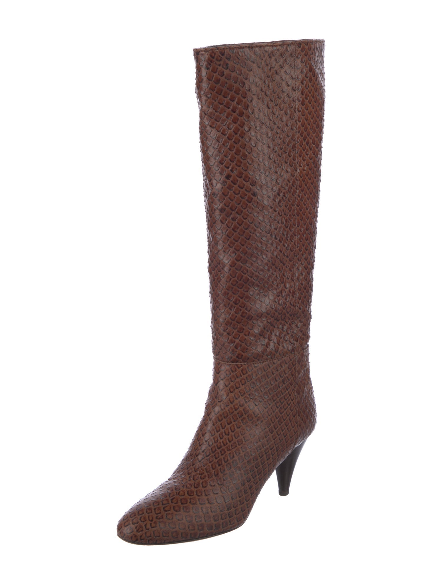 Loeffler Randall Snakeskin Leather Trim Embellishment Boots