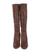 Loeffler Randall Snakeskin Leather Trim Embellishment Boots