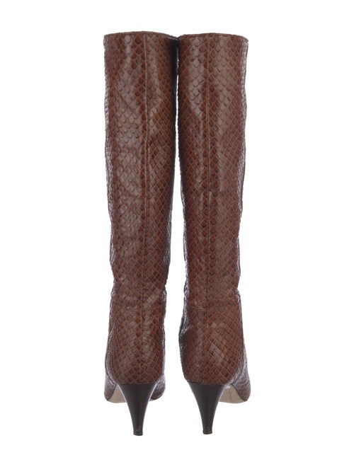 Loeffler Randall Snakeskin Leather Trim Embellishment Boots