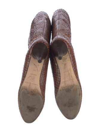 Loeffler Randall Snakeskin Leather Trim Embellishment Boots