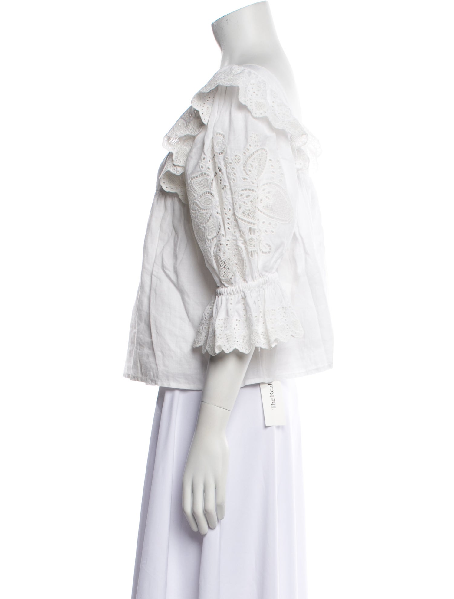 Loeffler Randall Square Neckline Three-Quarter Sleeve Blouse