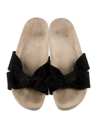 Loeffler Randall Suede Bow Accents Slides