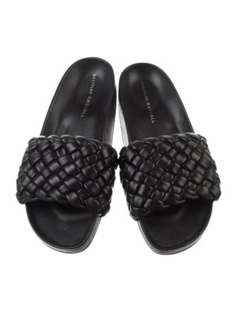 Loeffler Randall Leather Braided Accents Slides