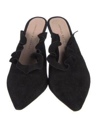 Loeffler Randall Suede Ruffle Embellishment Mules