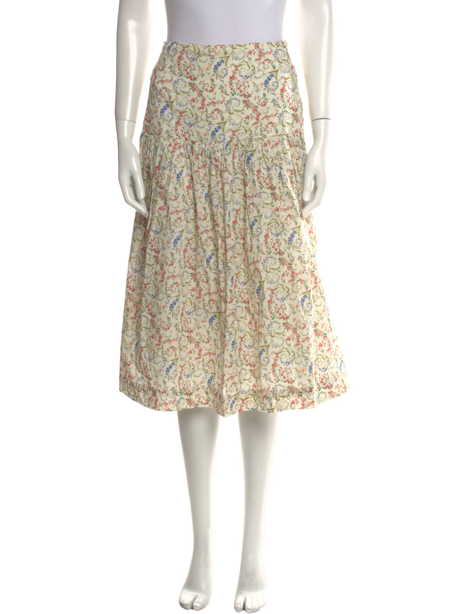 Loeffler Randall Floral Print Midi Length Skirt