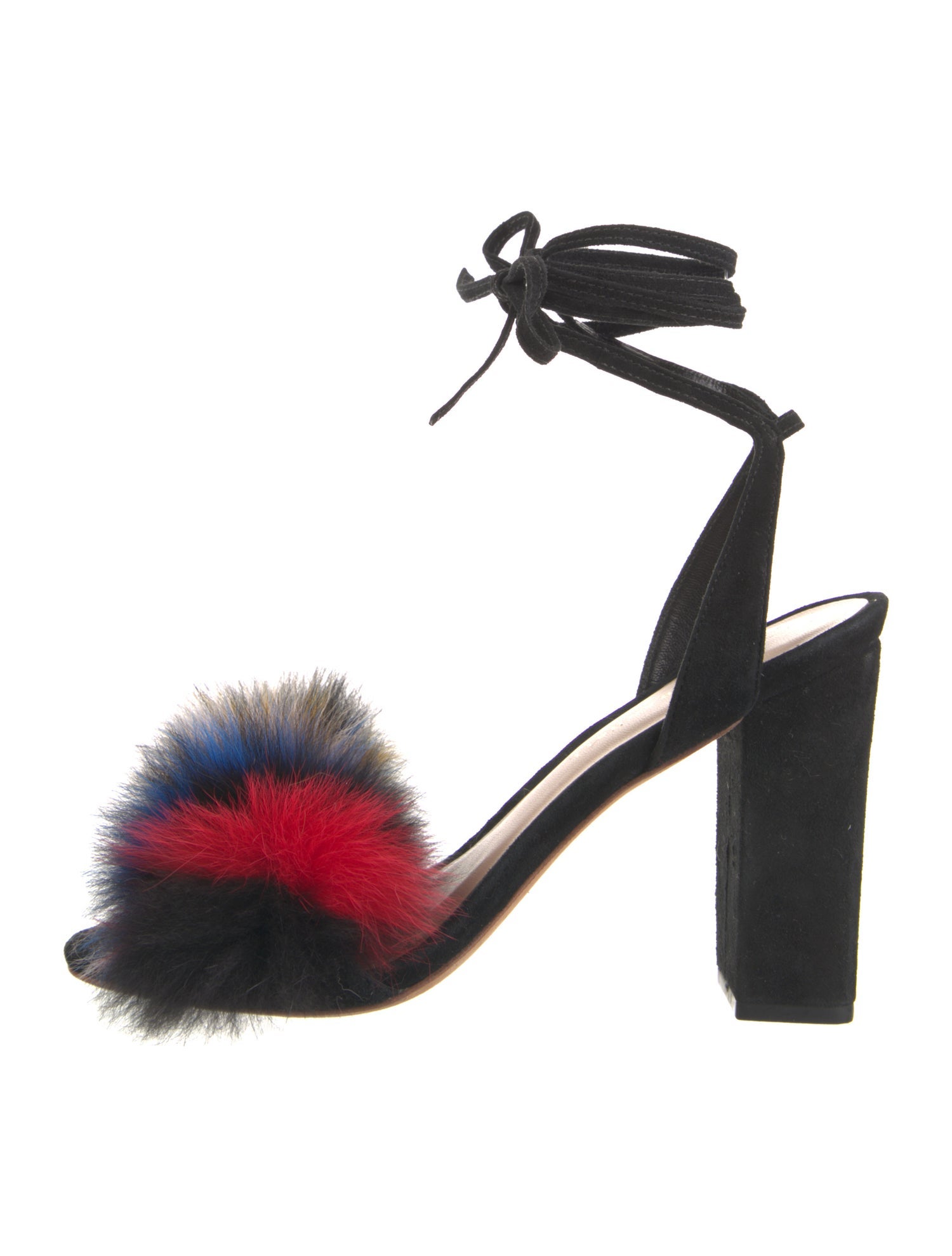 Loeffler Randall Suede Colorblock Pattern Sandals