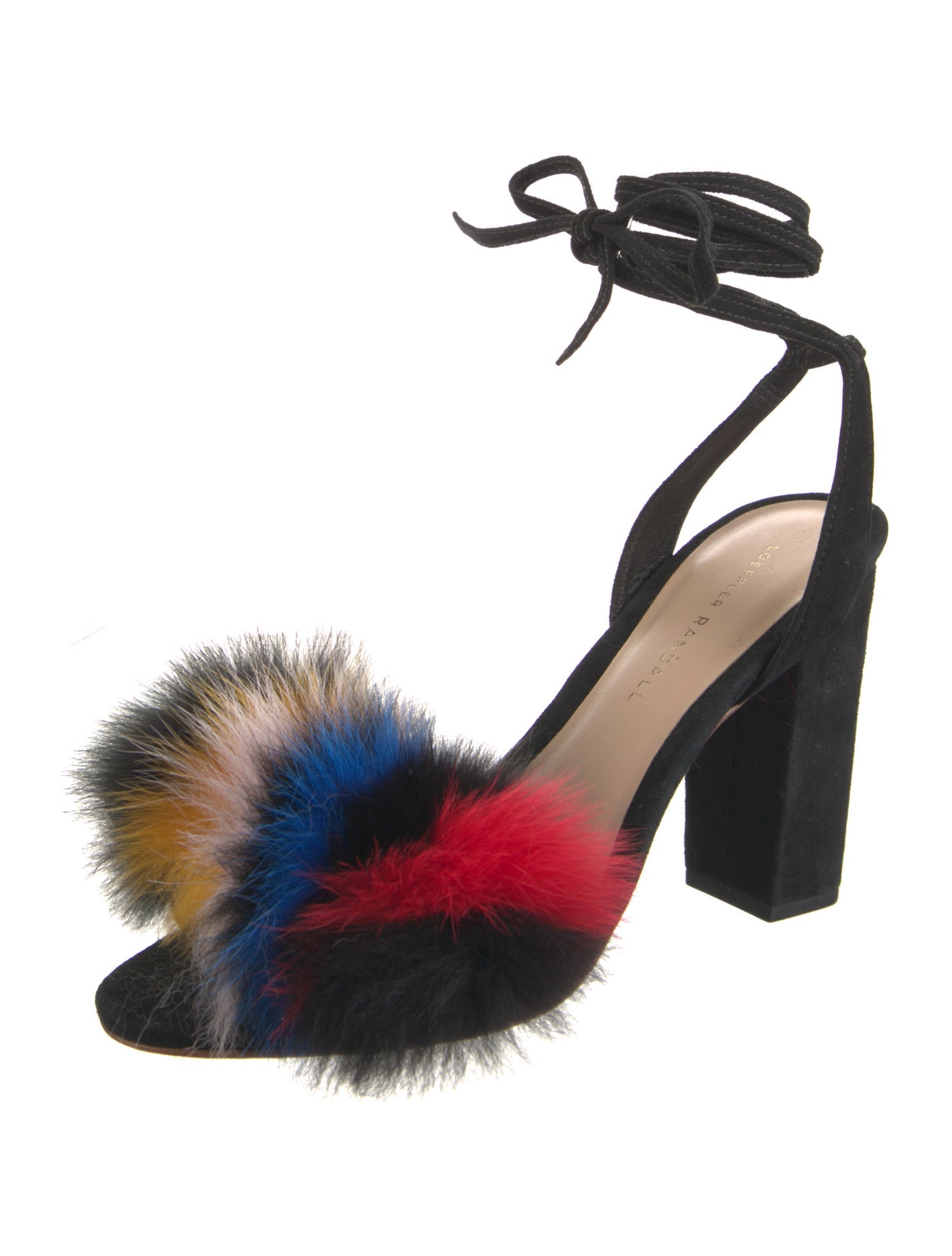 Loeffler Randall Suede Colorblock Pattern Sandals