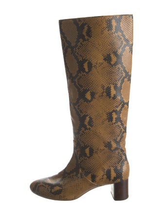 Loeffler Randall Leather Animal Print Riding Boots