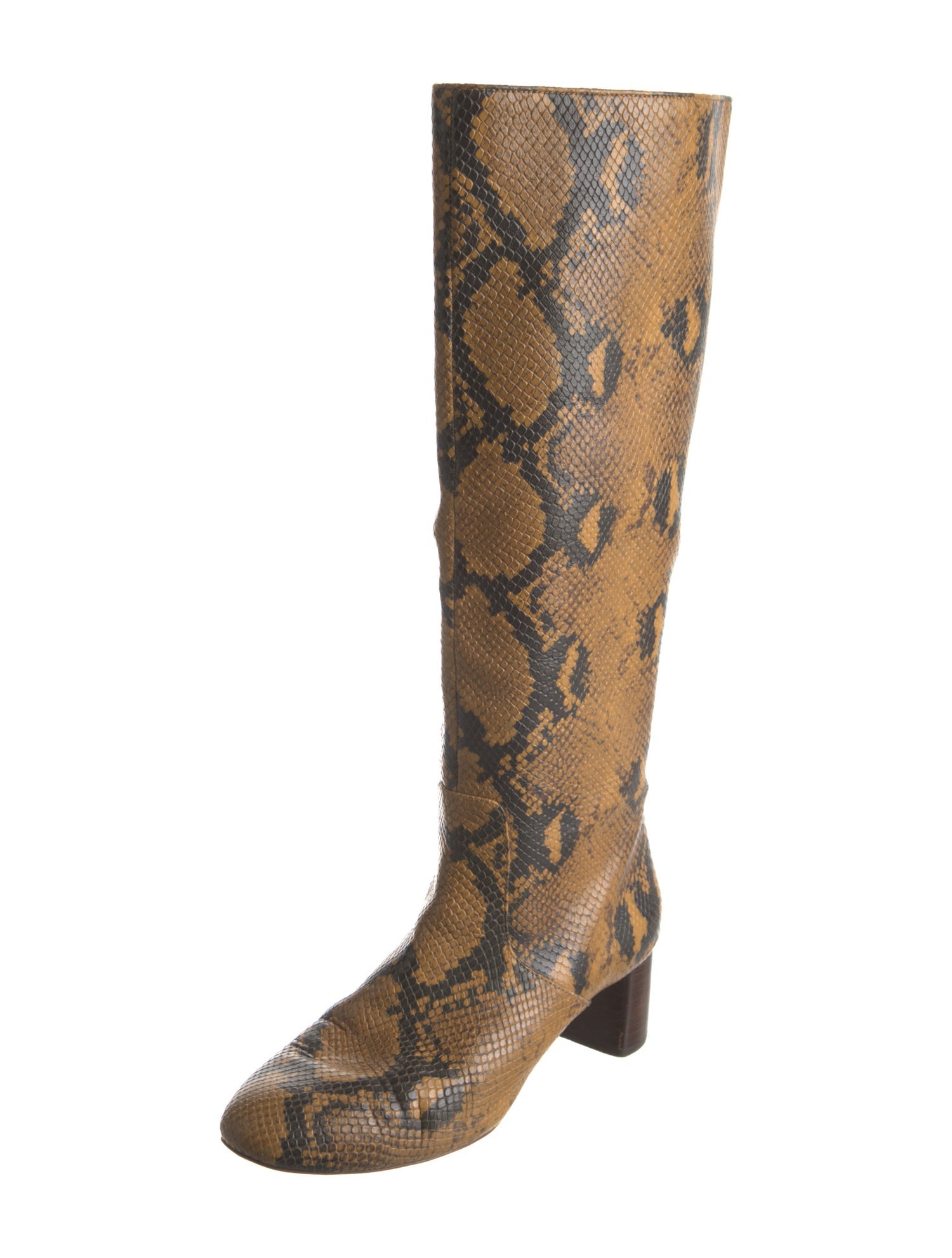 Loeffler Randall Leather Animal Print Riding Boots